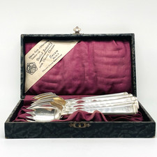 Art Deco 800er Silber Austerngabel Set Bruckmann & Söhne 6 tlg ca. 1930-1940