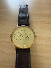 JEAN D'EVE Dual TIME Armbanduhr/Herren/37MM/Vergoldet/SWISS MADE/Top Zustand