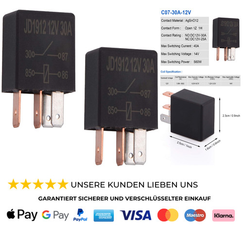 Car relais 12v 30a pin - car, auto