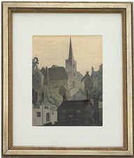 Gerahmtes Aquarell Mitte Des