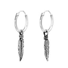 Feder Creolen  925 Silber  Ohrringe Indianer Gothic Damen Herren Indianerschmuck