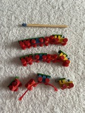 3 Klitzekleine Mini Eisenbahn Zug aus Holz Wichtel, Puppenstube Weihnachten