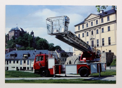 Feuerwehr postkarte schloss - feuerwehr,