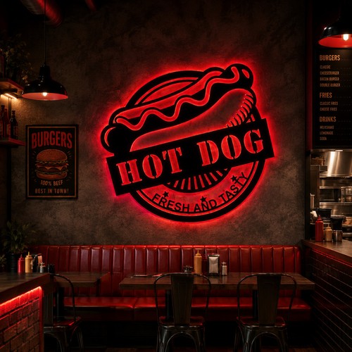 Wandbild schild hot dog - 3d,