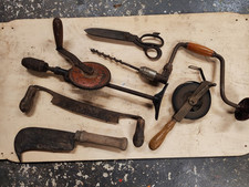 altes Werkzeug Handbohrmaschine, Bandnaß, Schnitzeisen 6 Teile