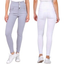 Damen 4 Knopf Skinny Jeans