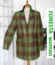 FORESTA WOMAN Designer Blazer Janker Jacke  44 grün Karo IRISCHE LAMMWOLLE 359,-