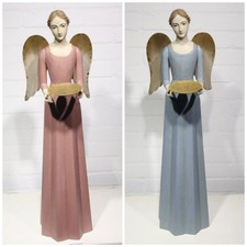 Engel Kerzenhalter Figur 75cm Meander Shabby Vintage Holzoptik Weihnachten