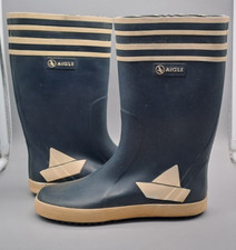 Aigle Gummistiefel Gr. 34 dunkelblau Boot Motiv  Höhe ca. 26cm