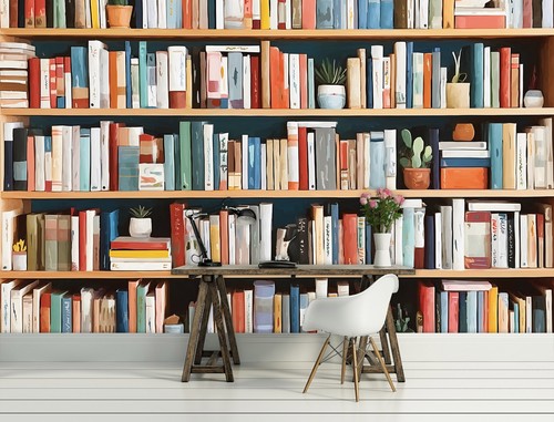 Fototapete bücher blau - fototapete,