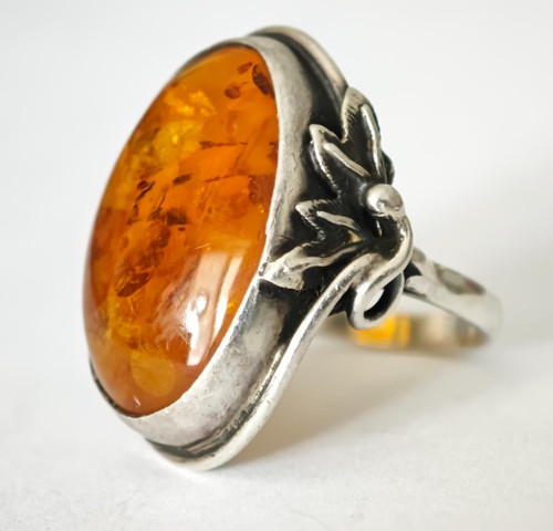 Großer vintage bernstein ring - bernstein,