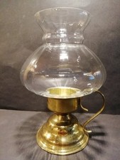 Schönes großes Windlicht Messingfuß Glaszylinder vintage