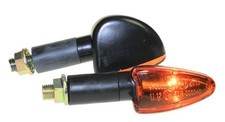 Mini Blinker Set Leo lang schwarz gelb E-Nummer M10 für Roller Moped Mofa