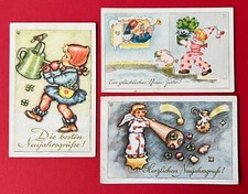 3 x Glückwunsch AK NEUJAHR 1947 Kinder mit Giesskanne, Engel Sterne    ( 150565