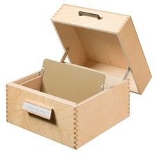Holz-Karteikasten naturholz für 900 Karten A5 quer Karteibox 505 HAN