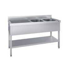 GGM Gastro Spültisch ECO - 1400x600mm - mit Grundboden & 2 Becken rechts