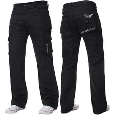 Kruze Mens Cargo Combat Jeans