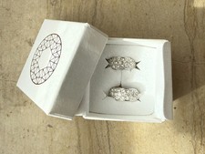 Zirkonia Halb Creolen Ohrclips aus Nachlass in Schachtel!