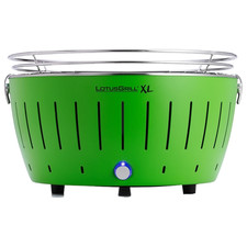 LotusGrill XL Limettengrün G435 der raucharme Holzkohlegrill/Tischgrill mit USB-