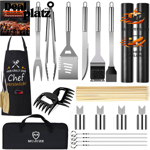 Grillbesteck set aus edelstahl - aus,