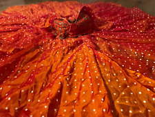 Belly dance Bauchtanz Kostüm Handarbeit Tücher-, Tellerrock, orange, Tüll Gr. M