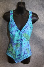 VINTAGE SCHWIMMANZUG BADEANZUG GRÖSSE 40 C BLAU GEMUSTERT ANITA CLASSIC