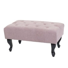 B-Ware Ottomane Chesterfield Oxford, Sitzhocker, Stoff 39x77x47cm, hellrosa