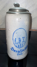 Bergbräu Sammler Bierkrug uralt Maß-Krug m. Deckel Salzbrand Berg Bräu Fürth 1a