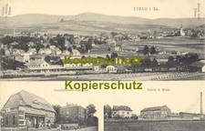 s/w AK Eibau; Bahnhof, Geschäftshaus Röthig, Post, Fabrik S. Wolle, um 1910