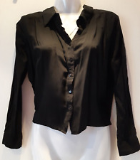 leichte schwarze Bluse Tunika vorn kurz-hinten lang Gr. S langärmlig #  forever.