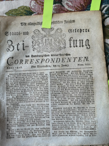 1806 zeitung hamburg 101 - hamburg,