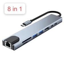 USB C Hub 8 in 1 Typ C Adapter mit 4k HDMI RJ 45 87W PD C Port Docking Station