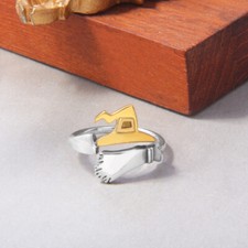 B37 Ring Besen mit Hexenhut Hexe Sterling Silber 925 größenverstellbar