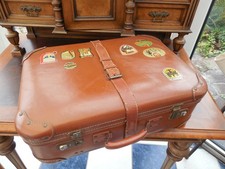 Vintage Koffer Reisekoffer Vulkanfibre Braun  50er 60er Jahre (B)