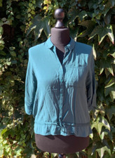 Petrolfarbene kurzarm Bluse von Liebeskind in 36, Kragen, Revertasche, Kordelzug