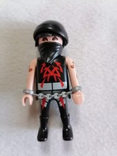Playmobilfigur "Gefangener" - schwarz/grau/rot - mit Handschellen