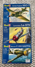 3 Revell Bausätze 1:72, 04372 MiG-3, 04374 La-5FN, 03991 Macchi C.200 SAETTA