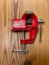 Kleiner Mini Schraubstock mit Tischklemme Tischschraubstock Rot