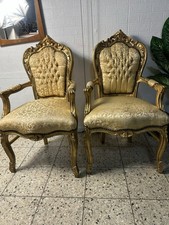 2 X Barocksessel Sessel Barockstil Gold-Roco Antik Stuhl  Armlehnsessel Thron