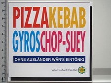 Aufkleber Deutschland Multikulturell - VRR - Pizza Döner Kebap - Chop Suey(1992)