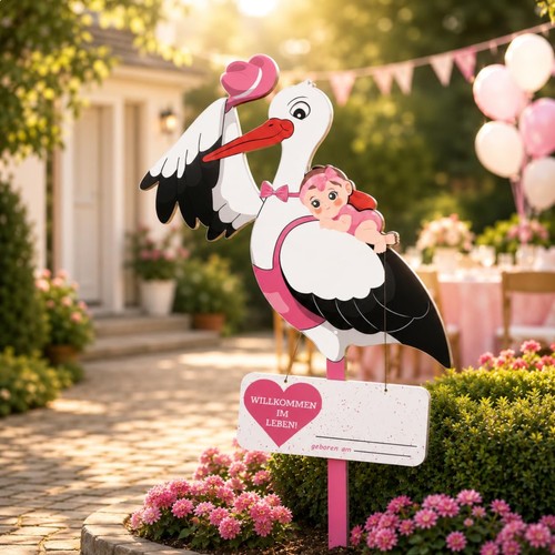 Holzstorch baby rosa - baby,