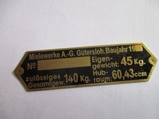 Sign Nameplate Vintage Miele