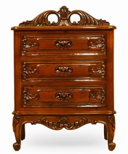 Rokoko Nachttisch Barock Kommode Massivholz 3-Schubladen 80192