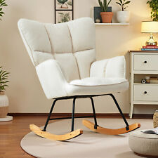 Schaukelsessel Schaukelstuhl Relaxstuhl mit Holzkufen Stillsessel für Wohnzimmer