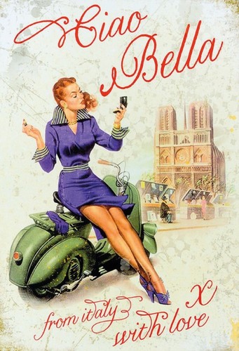 Blechschild vespa ciao bella - blechschild,