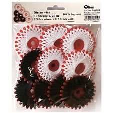 10 Sterne a. 20 m Sternzwirn Polyester weiß & schwarz, Sternchen- Zwirn, E90083