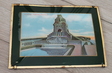 Altes Bild Leipzig Völkerschlachtdenkmal um 1900 Andenken mit Perlmutt im Rahmen