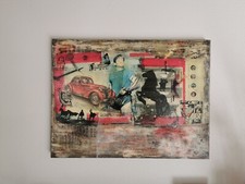 Unikat Moderne Kunst Papierfreie Collage Leberle Acryl Robin Williams Pop Art 