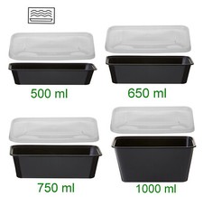 PP Menüschale 500/650/750/1000 ml mit Deckel wiederverwendbar für Mikrowelle