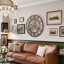 Wanduhr Vintage Metall Wanduhr Analoge stille Uhr mit römischen Ziffern 58cm